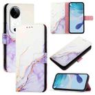 For vivo S19 PT003 Marble Pattern Flip Leather Phone Case(White Purple) - 1