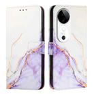 For vivo S19 PT003 Marble Pattern Flip Leather Phone Case(White Purple) - 2