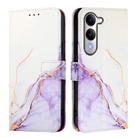 For vivo Y29s 5G / Y04 4G PT003 Marble Pattern Flip Leather Phone Case(White Purple) - 3