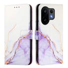 For vivo S30 PT003 Marble Pattern Flip Leather Phone Case(White Purple) - 2