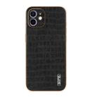 For iPhone 11 AZNS Electroplated Frame Crocodile Texture Full Coverage Phone Case(Black) - 2