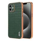 For iPhone 11 AZNS Electroplated Frame Crocodile Texture Full Coverage Phone Case(Green) - 1