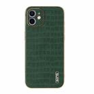 For iPhone 11 AZNS Electroplated Frame Crocodile Texture Full Coverage Phone Case(Green) - 2