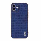 For iPhone 11 AZNS Electroplated Frame Crocodile Texture Full Coverage Phone Case(Blue) - 2