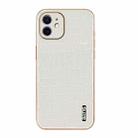 For iPhone 11 AZNS Electroplated Frame Crocodile Texture Full Coverage Phone Case(White) - 2