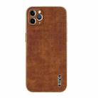 For iPhone 11 Pro AZNS Electroplated Frame Crocodile Texture Full Coverage Phone Case(Brown) - 2