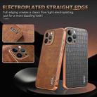 For iPhone 11 Pro AZNS Electroplated Frame Crocodile Texture Full Coverage Phone Case(Brown) - 3