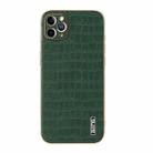 For iPhone 11 Pro AZNS Electroplated Frame Crocodile Texture Full Coverage Phone Case(Green) - 2