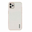 For iPhone 11 Pro AZNS Electroplated Frame Crocodile Texture Full Coverage Phone Case(White) - 2