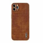 For iPhone 11 Pro Max AZNS Electroplated Frame Crocodile Texture Full Coverage Phone Case(Brown) - 2