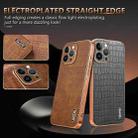 For iPhone 11 Pro Max AZNS Electroplated Frame Crocodile Texture Full Coverage Phone Case(Brown) - 3