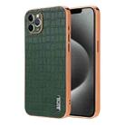 For iPhone 11 Pro Max AZNS Electroplated Frame Crocodile Texture Full Coverage Phone Case(Green) - 1