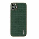 For iPhone 11 Pro Max AZNS Electroplated Frame Crocodile Texture Full Coverage Phone Case(Green) - 2