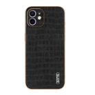 For iPhone 12 AZNS Electroplated Frame Crocodile Texture Full Coverage Phone Case(Black) - 2