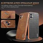 For iPhone 12 AZNS Electroplated Frame Crocodile Texture Full Coverage Phone Case(Brown) - 3