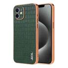 For iPhone 12 AZNS Electroplated Frame Crocodile Texture Full Coverage Phone Case(Green) - 1