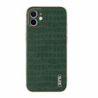 For iPhone 12 AZNS Electroplated Frame Crocodile Texture Full Coverage Phone Case(Green) - 2