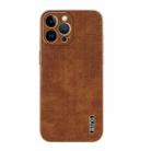 For iPhone 12 Pro AZNS Electroplated Frame Crocodile Texture Full Coverage Phone Case(Brown) - 2