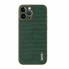 For iPhone 12 Pro AZNS Electroplated Frame Crocodile Texture Full Coverage Phone Case(Green) - 2