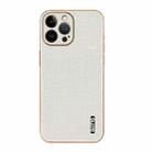 For iPhone 12 Pro AZNS Electroplated Frame Crocodile Texture Full Coverage Phone Case(White) - 2