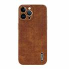 For iPhone 12 Pro Max AZNS Electroplated Frame Crocodile Texture Full Coverage Phone Case(Brown) - 2