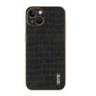 For iPhone 13 AZNS Electroplated Frame Crocodile Texture Full Coverage Phone Case(Black) - 2