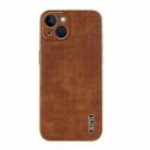 For iPhone 13 AZNS Electroplated Frame Crocodile Texture Full Coverage Phone Case(Brown) - 2