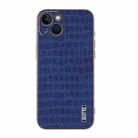 For iPhone 13 AZNS Electroplated Frame Crocodile Texture Full Coverage Phone Case(Blue) - 2