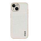For iPhone 13 AZNS Electroplated Frame Crocodile Texture Full Coverage Phone Case(White) - 2