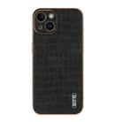 For iPhone 14 AZNS Electroplated Frame Crocodile Texture Full Coverage Phone Case(Black) - 2