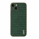 For iPhone 14 AZNS Electroplated Frame Crocodile Texture Full Coverage Phone Case(Green) - 2