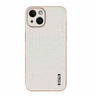 For iPhone 14 AZNS Electroplated Frame Crocodile Texture Full Coverage Phone Case(White) - 2