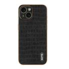 For iPhone 15 AZNS Electroplated Frame Crocodile Texture Full Coverage Phone Case(Black) - 2
