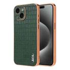 For iPhone 15 AZNS Electroplated Frame Crocodile Texture Full Coverage Phone Case(Green) - 1
