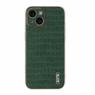 For iPhone 15 AZNS Electroplated Frame Crocodile Texture Full Coverage Phone Case(Green) - 2