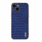 For iPhone 15 AZNS Electroplated Frame Crocodile Texture Full Coverage Phone Case(Blue) - 2