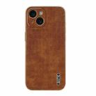 For iPhone 15 Plus AZNS Electroplated Frame Crocodile Texture Full Coverage Phone Case(Brown) - 2