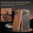 For iPhone 15 Pro Max AZNS Electroplated Frame Crocodile Texture Full Coverage Phone Case(Brown) - 3