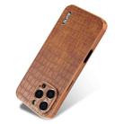 For iPhone 16 Pro Max AZNS Electroplated Frame Crocodile Texture Full Coverage Phone Case(Brown) - 3