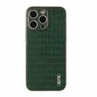 For iPhone 16 Pro Max AZNS Electroplated Frame Crocodile Texture Full Coverage Phone Case(Green) - 2