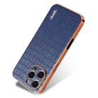 For iPhone 16 Pro Max AZNS Electroplated Frame Crocodile Texture Full Coverage Phone Case(Blue) - 3