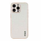 For iPhone 16 Pro Max AZNS Electroplated Frame Crocodile Texture Full Coverage Phone Case(White) - 2