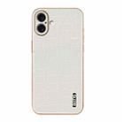 For iPhone 16 Plus AZNS Electroplated Frame Crocodile Texture Full Coverage Phone Case(White) - 2