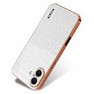 For iPhone 16 AZNS Electroplated Frame Crocodile Texture Full Coverage Phone Case(White) - 3