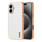 For iPhone 17 AZNS Electroplated Frame Crocodile Texture Full Coverage Phone Case(White) - 1