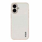 For iPhone 17 AZNS Electroplated Frame Crocodile Texture Full Coverage Phone Case(White) - 2