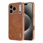 For iPhone 17 Pro Max AZNS Electroplated Frame Crocodile Texture Full Coverage Phone Case(Brown) - 1