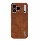 For iPhone 17 Pro Max AZNS Electroplated Frame Crocodile Texture Full Coverage Phone Case(Brown) - 2