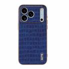 For iPhone 17 Pro Max AZNS Electroplated Frame Crocodile Texture Full Coverage Phone Case(Blue) - 2
