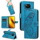 For Xiaomi Poco X3 NFC Swallowtail Butterfly Embossed Leather Phone Case(Blue) - 1